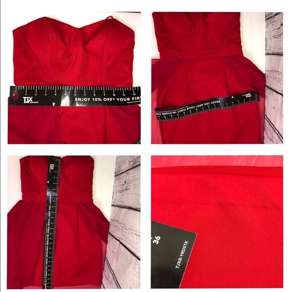 Adrianna Papell Red Hailey Logan Highlow HOCO semi formal dress - Picture 4 of 8